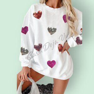 Uber Soft Comfy Baggy Slouchy Drop Shoulders White Pullover with a Little Bling